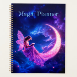 Agenda Nursery rosa fantasia de fada brilhando neon moon