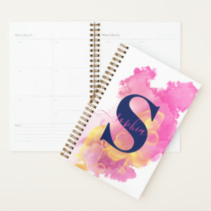 Agenda Nuvem de Tinta Rosa de Tendência, Branco Personali