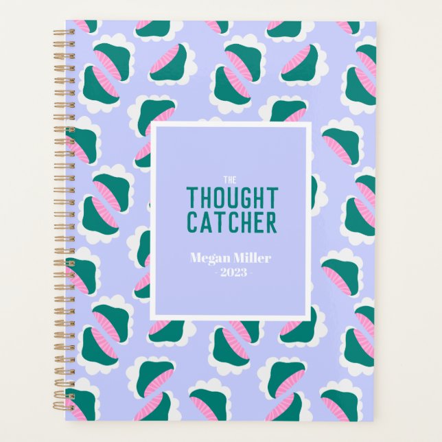 Agenda Nuvens brancas e cogumelos Azul-bebê Personalizar (Frente)