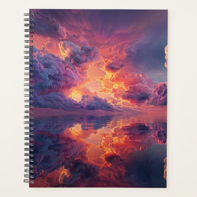 Agenda Nuvens Dramáticas Surreais Com Pôr do Sol Ardente (Frente)