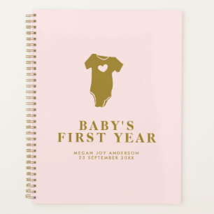 Agenda O Diário do primeiro ano do bebê é cor-de-rosa e D