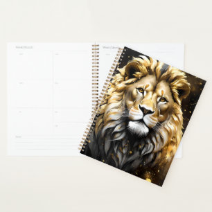 Agenda O Rei: Leão Masculino Majestoso Dourado E Cinza,
