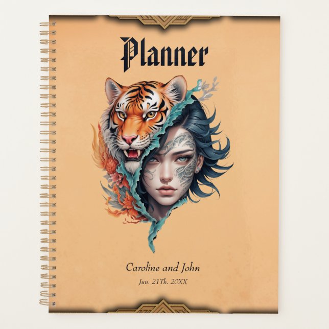 Agenda O tigre e a mulher, força e graça. (Frente)