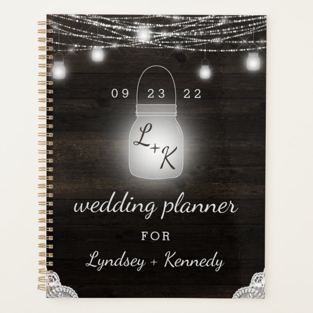 Agenda Oak Ridge Rustic Mason Jar & Lights Planos de Casa (Frente)