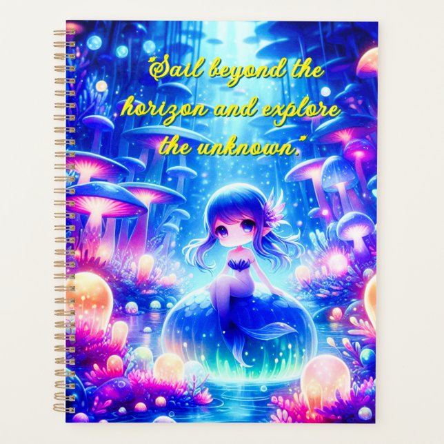 Agenda Oceano Sonhos - Chibi Mermaid Glow Planner (Frente)