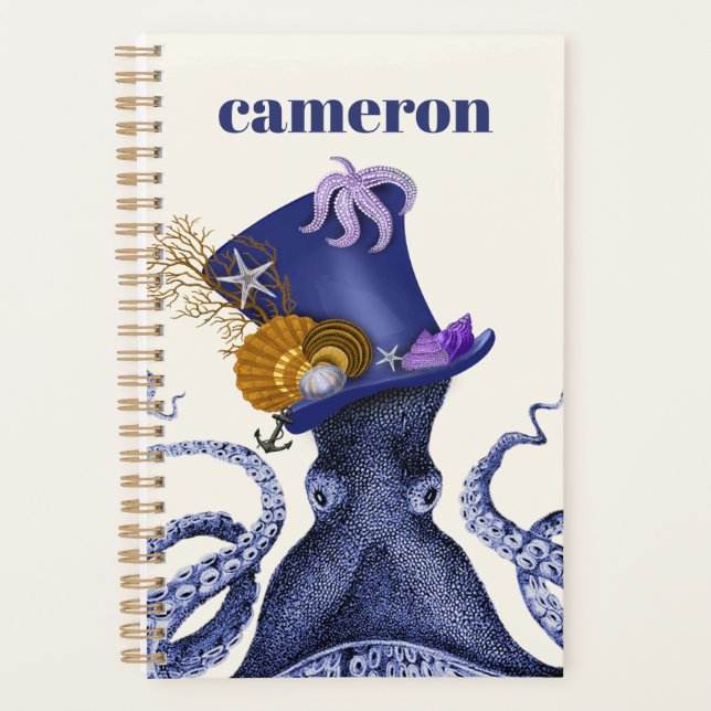 Agenda Octopus com chapéu náutico (Frente)
