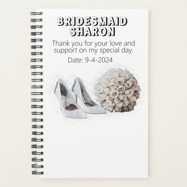 Agenda Oferta Floral de Bridesmaid Personalizada (Frente)