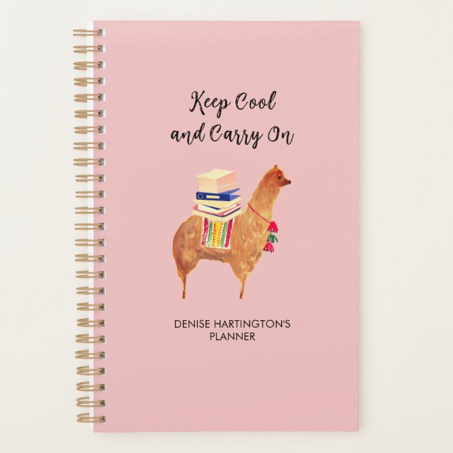 Agenda Office Alpaca Llama rosa Inspiracional Pessoal (Frente)