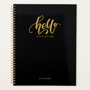 Agenda Olá, Na moda Black & Dourado Calliografia Script