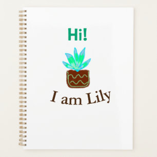 Agenda Olá, sou Lily Cacto Suculto, adicione nome aquarel