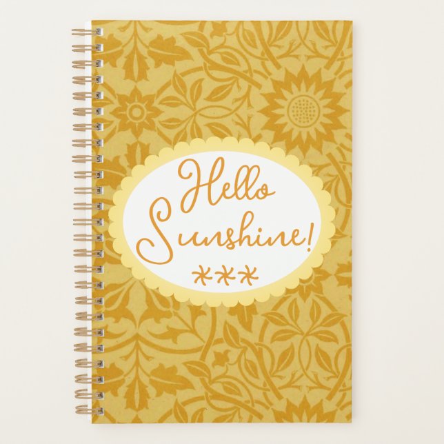 Agenda Olá Sunshine Ouro Amarelo Floral (Frente)