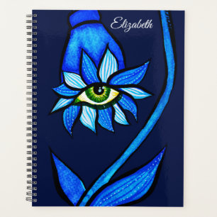 Agenda Olho Flor de Midnight Gothic - Botânica Azul Escur