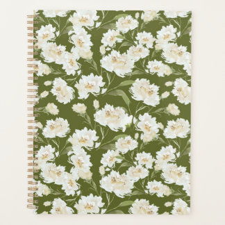 Agenda Olive Green Floral Planner
