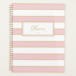 Agenda Olivia Stripes Planner em Blush e Branco