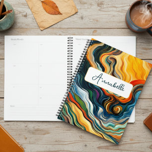 Agenda Ondas a cores de arte moderna abstrato