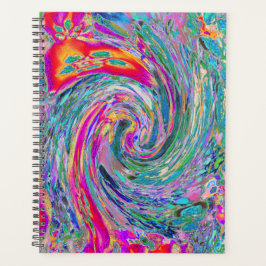 Agenda Ondas de Cores Psicodélicas Florais Abstratas em A