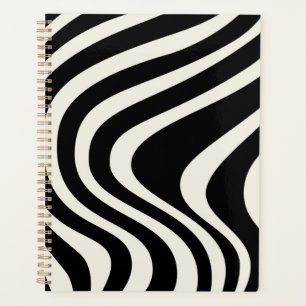 Agenda Ondas de estilo retrô preto e branco