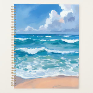 Agenda Ondas do Oceano Azul Aquarela do Mar da Praia