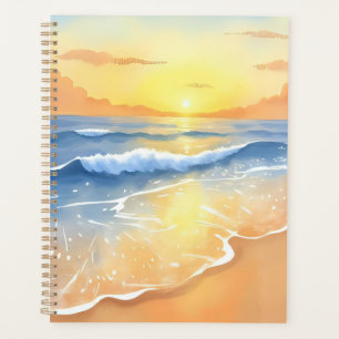 Agenda Ondas do Oceano Pôr do Sol   Aquarela de Praia