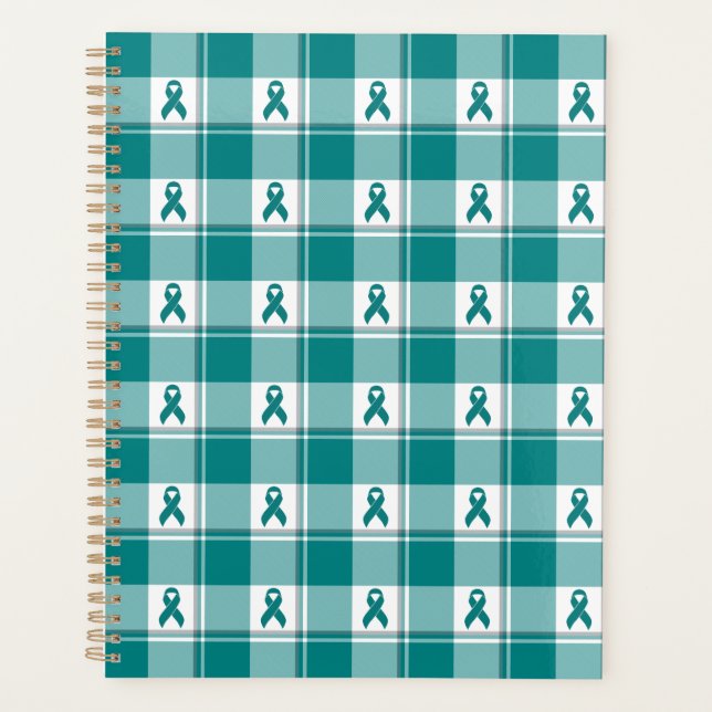 Agenda Oral Cancer Awareness Plaid Teal Ribbon (Frente)