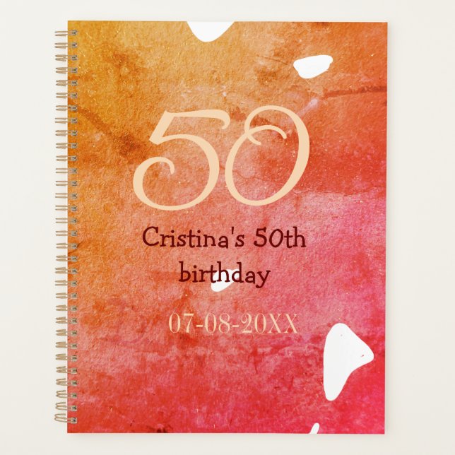 Agenda Orange red 50 aniversário adicione nome data p (Frente)