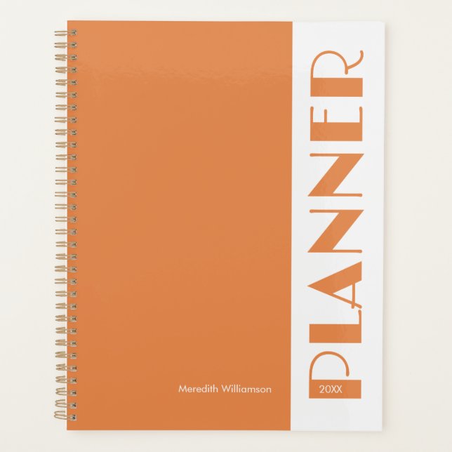 Agenda Orange Vintage Retro Stripe Personalized  Plan (Frente)