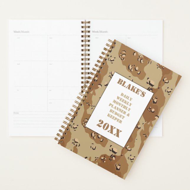 Agenda Orçamento Diário Camuflagem Chip Choco Deserto (Exibição)