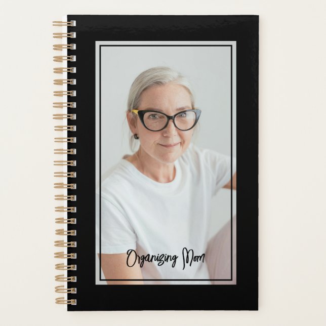 Agenda Organizing Mom Minimalist Photo Black & Gold (Frente)