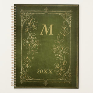 Agenda Ornamentado Monograma do Livro Vintage Dourado