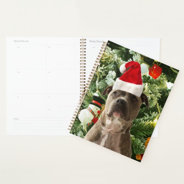 Agenda Ornamento de Árvores de Natal do Cão Pitbull Snowm (Exibição)