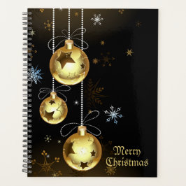 Agenda Ornamentos de Ouro de Natal Brilhantes Estrelas Ne