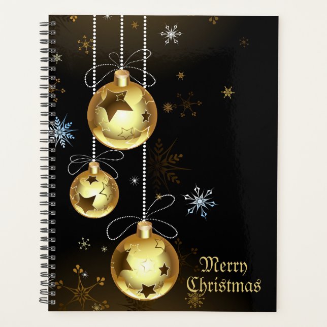 Agenda Ornamentos de Ouro de Natal Brilhantes Estrelas Ne (Frente)