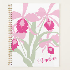 Agenda Orquídea Cattleya cor-de-rosa, verde-branca