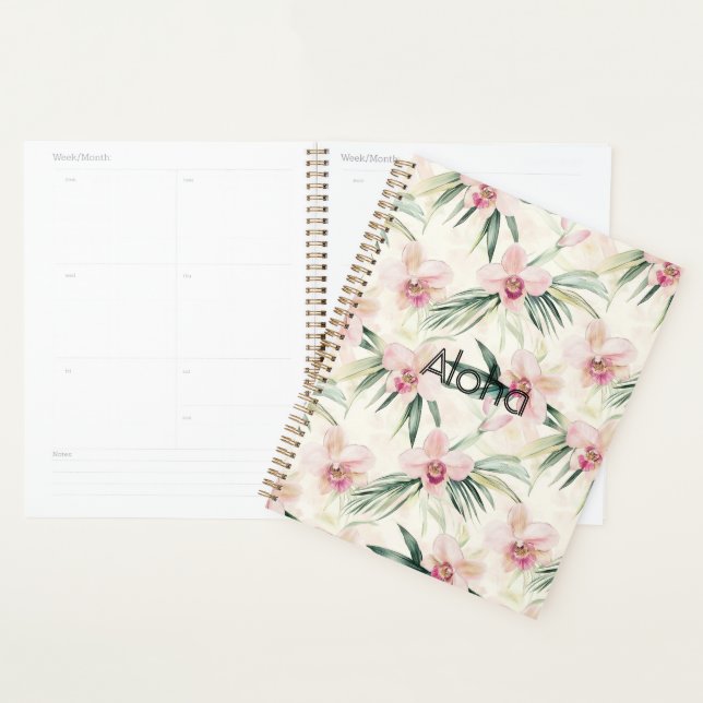 Agenda Orquídea Floral Creme Rubor Rosa   (Exibição)
