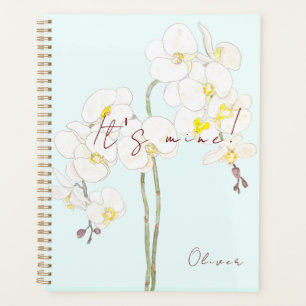 Agenda orquídeas brancas pintadas à mão