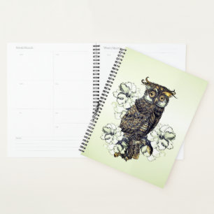 Agenda Orquídeas Coruja Verde Dourada