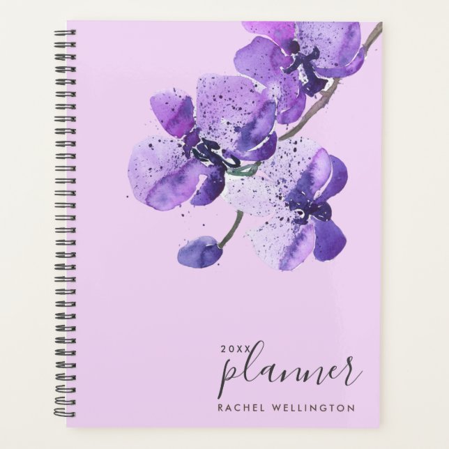 Agenda Orquídeas de Aquarela Violeta (Frente)