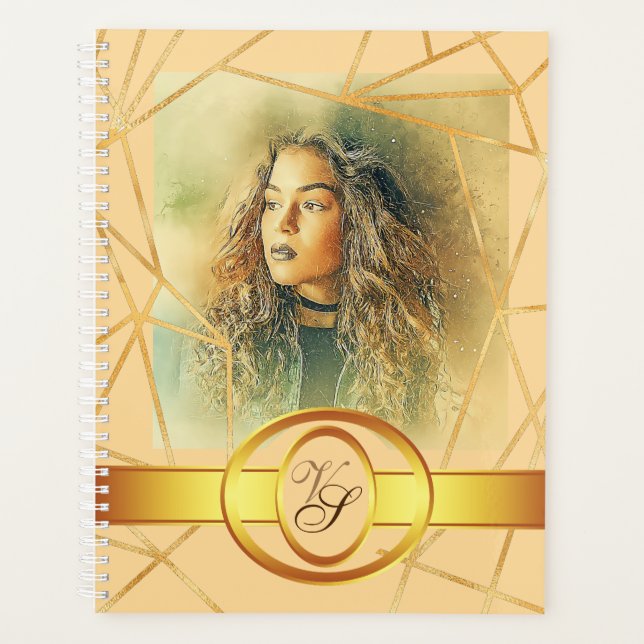 Agenda Ouro Background Girl Fashion Modern Elegante (Frente)