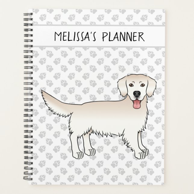 Agenda Ouro De Creme Feliz Retriever Com Peças E Texto (Frente)