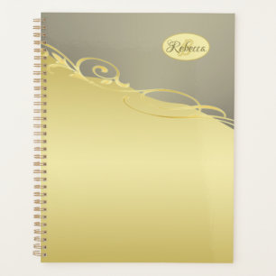Agenda Ouro de luxo decorativo em ouro e prata, monograma