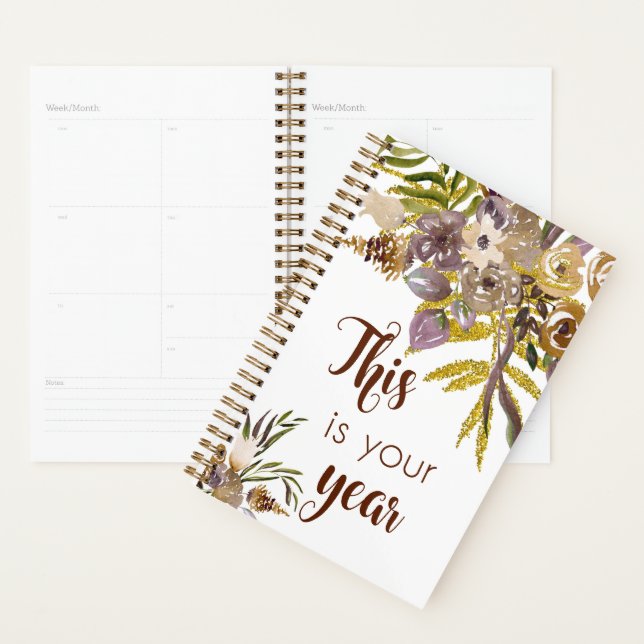 Agenda Ouro Fall Floral Esta é a sua vida (Exibição)