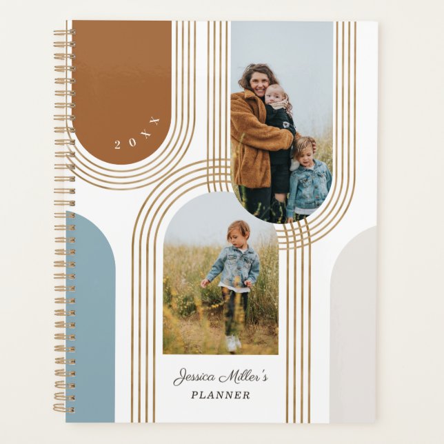 Agenda Ouro Geométrico Concentrado Moderno Arcos 2 Fotogr (Frente)