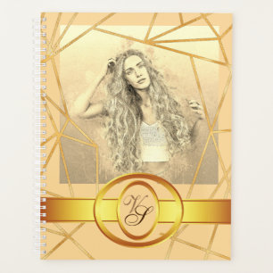 Agenda Ouro Geométrico Moça Moda Moderna Elegante #7