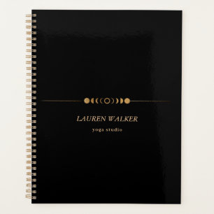 Agenda Ouro Moon Fases do Yoga Studio Cartão de visita