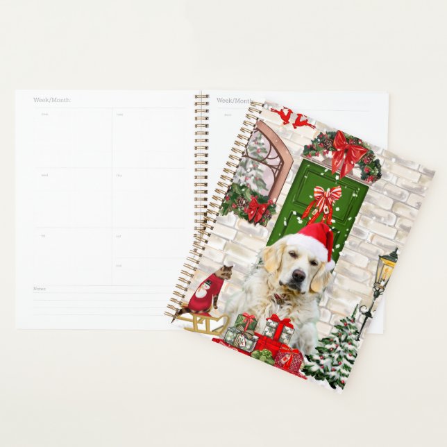 Agenda Ouro Retriever Cachorro Saco de Natal (Exibição)