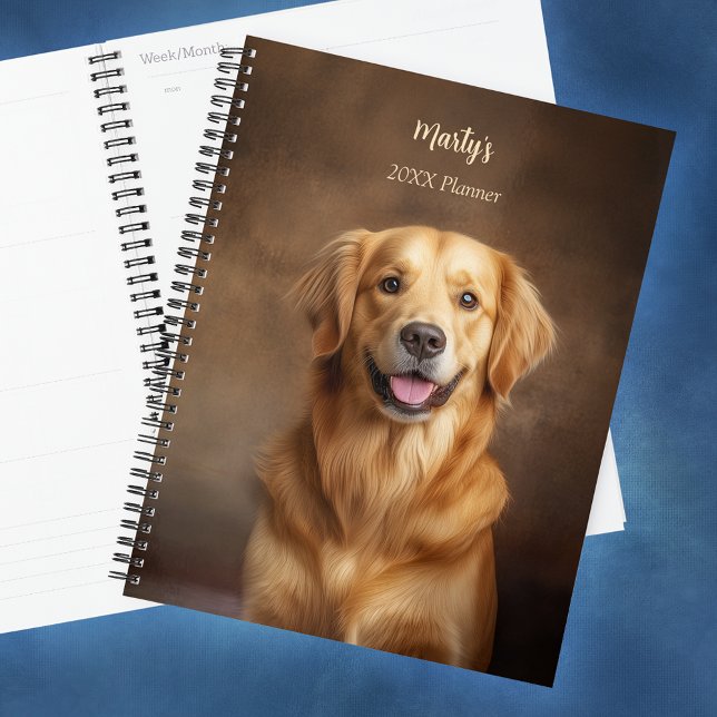 Agenda Ouro Retriever Dog Personalizado Anualmente (Golden Retriever Dog Personalized Yearly Planner)