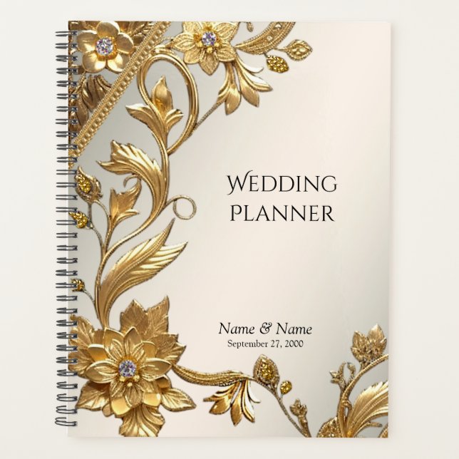 Agenda Ouro Wavy Deixa Planner Floral (Frente)