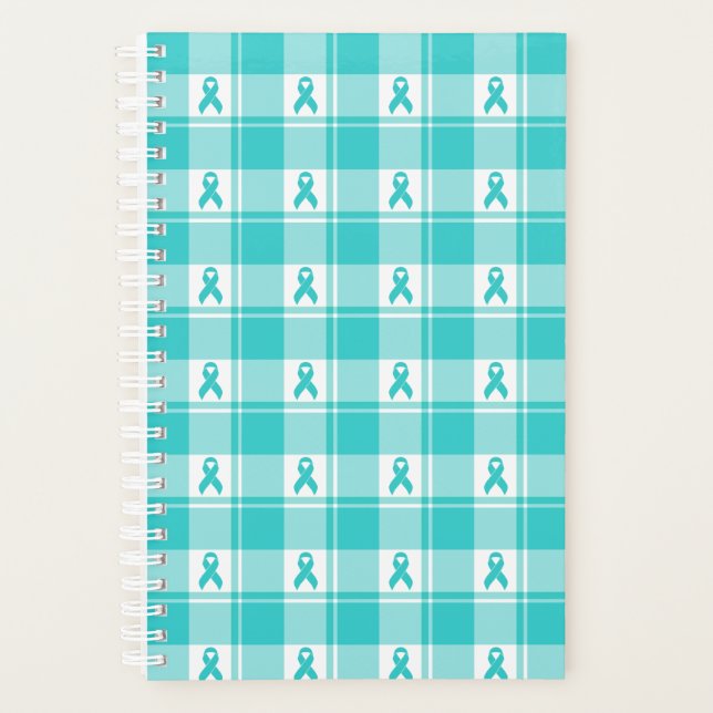 Agenda Ovarian Cancer Awareness Plaid Planner, Teal (Frente)