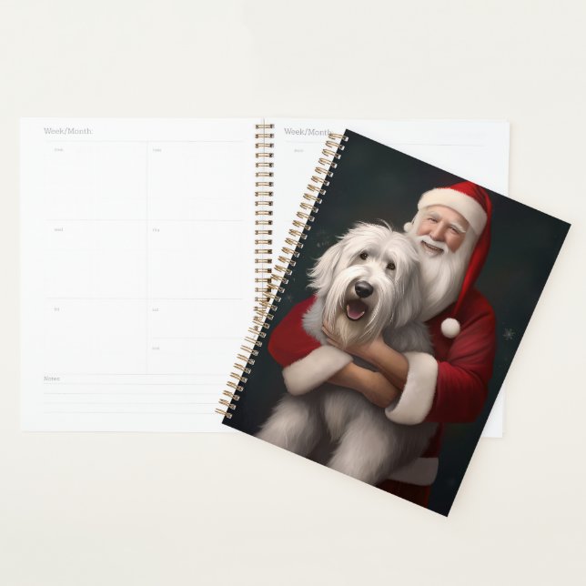 Agenda Ovelha Cachorro Inglês com Papai Noel Festivo (Exibição)