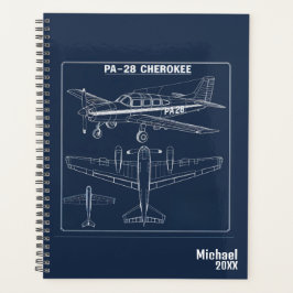 Agenda PA-28 Avião Cherokee Blueprint Blue Aviation